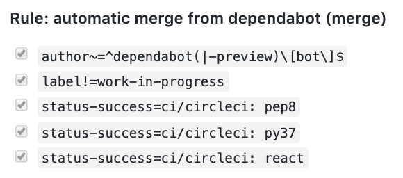 Mergify reports when the rule fully matches