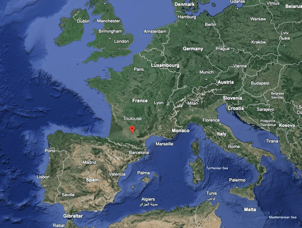 Map showing Toulouse, fourth largest city in France and home of Airbus